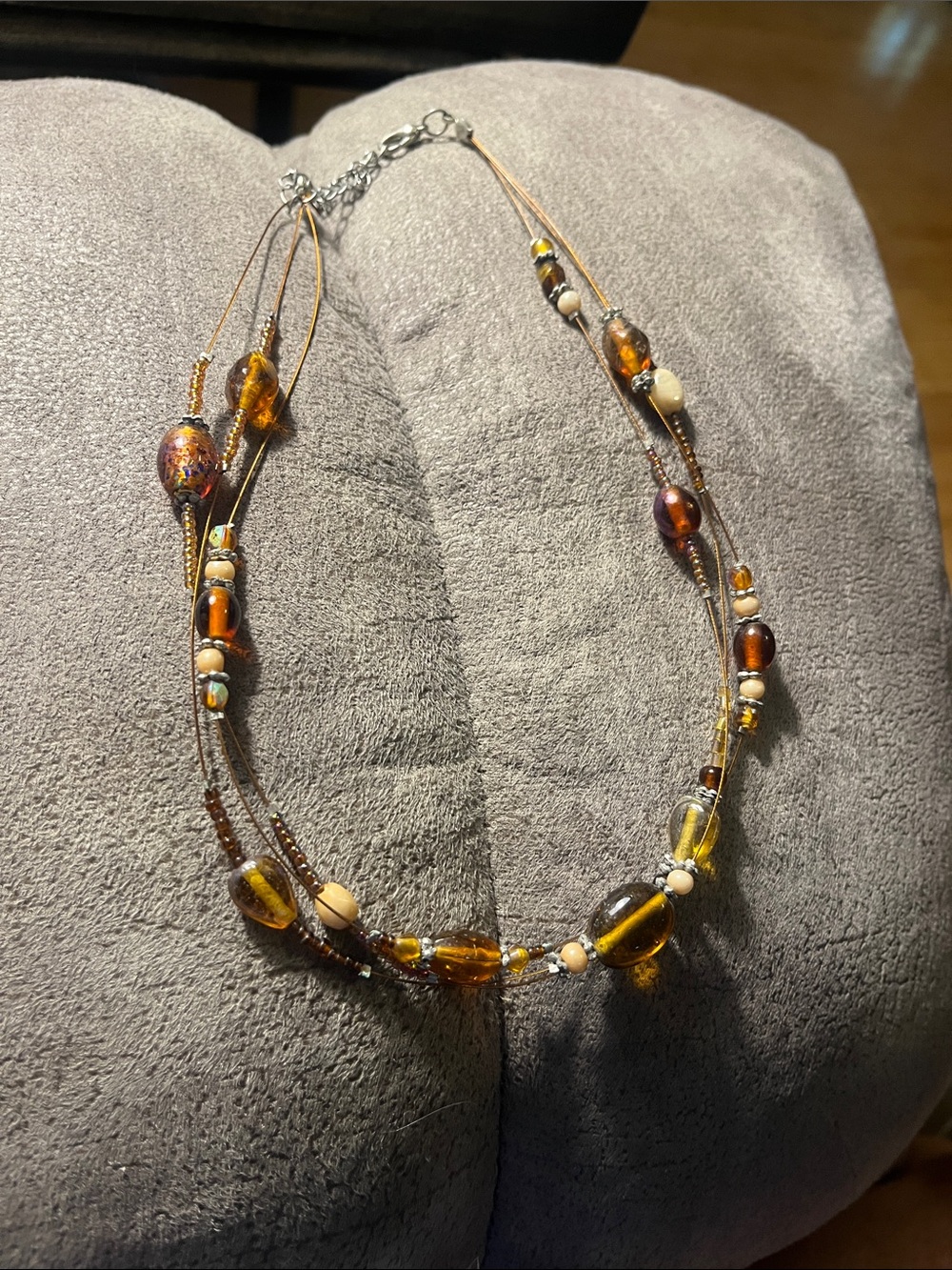 Multi strand brown bead choker 1973